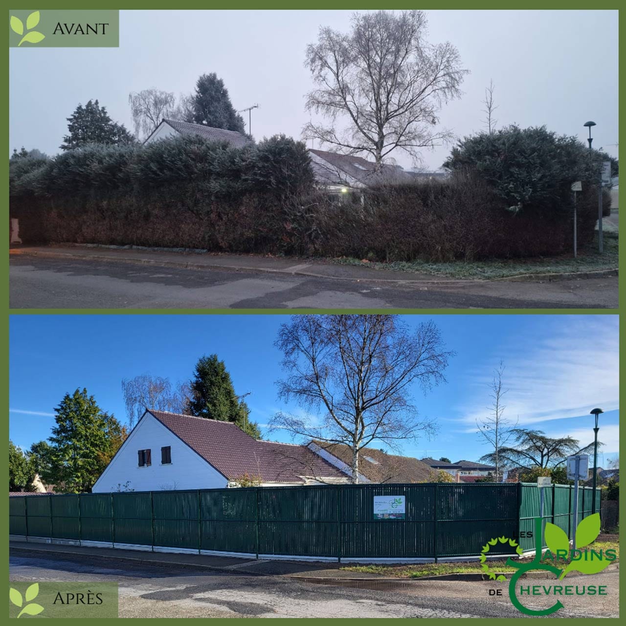 Remplacement d'une haie par une clôture rigide en bois aux Essarts-le-Roi 78