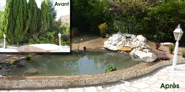 Création d’un bassin et d’une cascade dans les Yvelines
