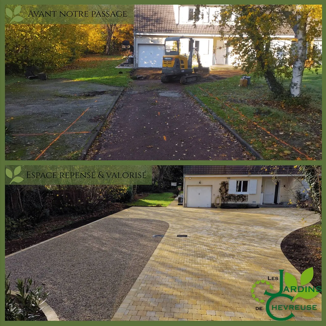 amenagement allee pavee vallee de chevreuse 78 avant/apres
