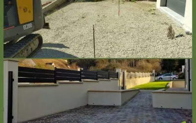 Réalisation de murets de soutènement et pavage en pavés de grès dans les Yvelines (78)