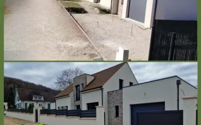 Muret, clôture et portail aluminium motorisé Somfy à Chevreuse (78)